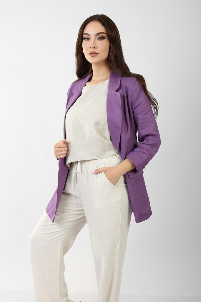Linen Blazer - Purple
