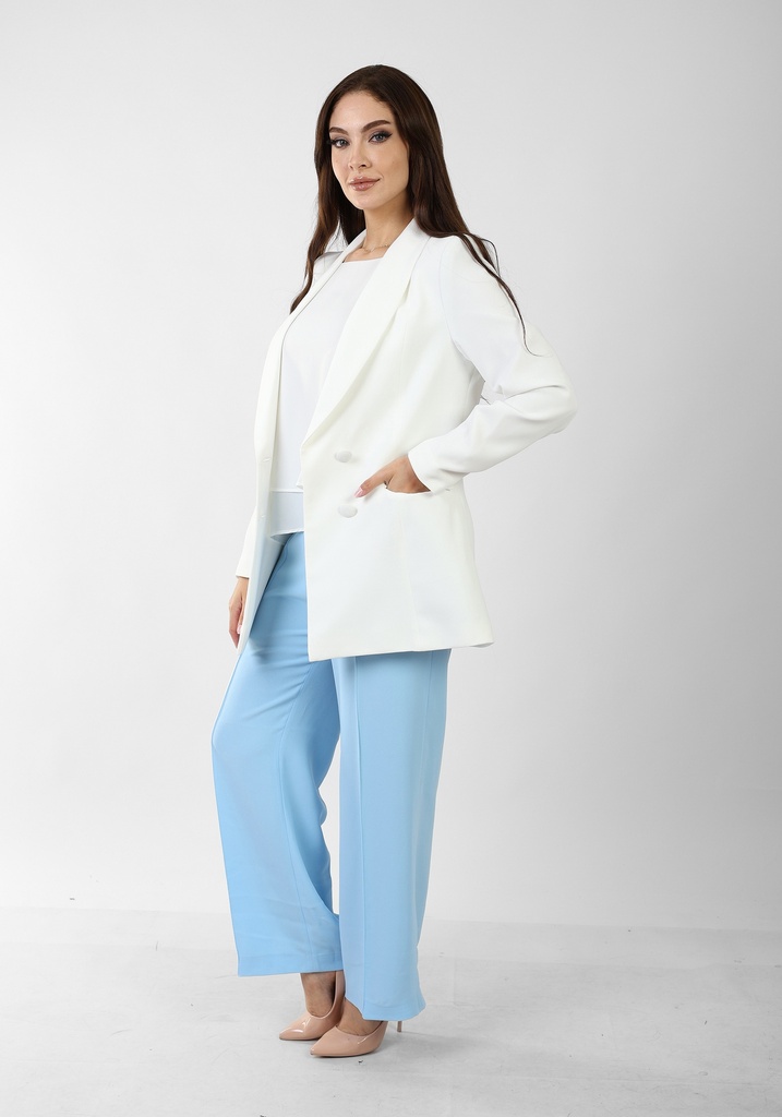 double-breasted crepe blazer - white