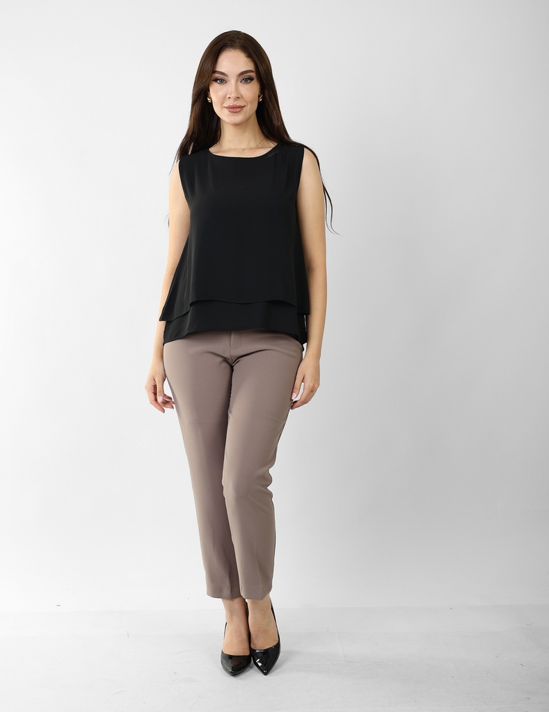 Classic  cigarette pants -crepe café 