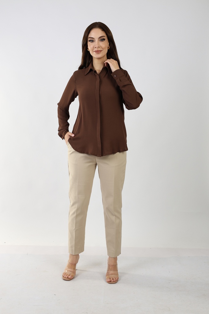 classic cigarette pants -Beige 