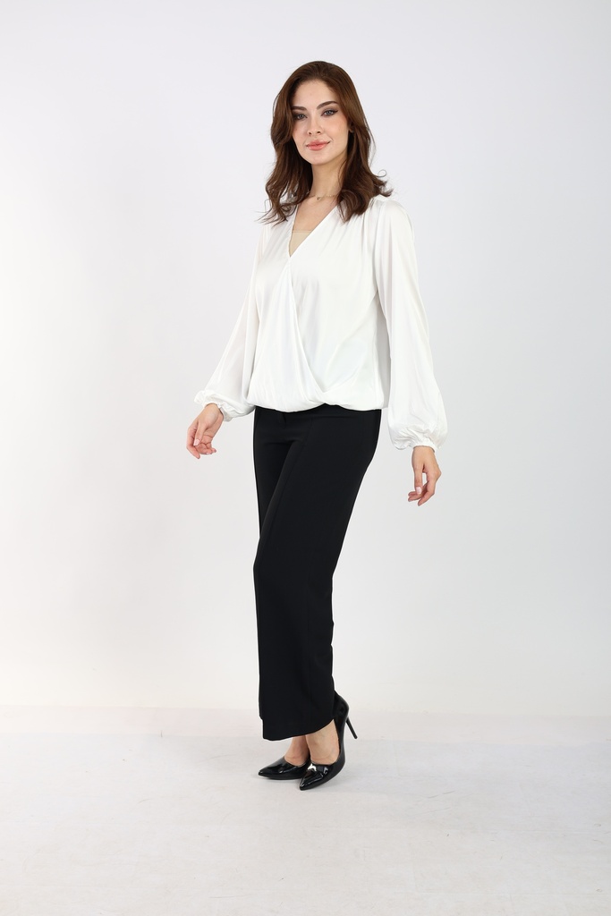 Wrap Satin Blouse -White