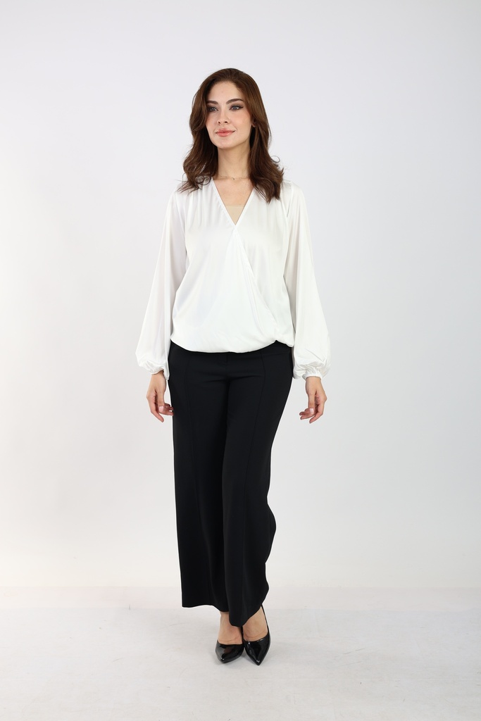 Wrap Satin Blouse -White