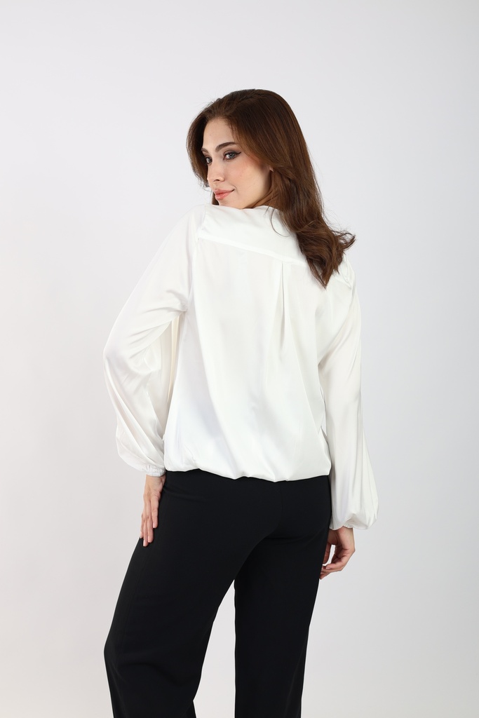 Wrap Satin Blouse -White