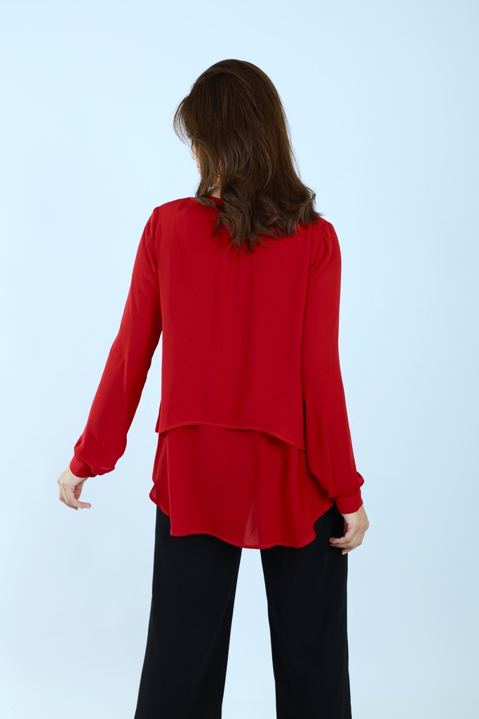 two layered chiffon blouse - Red