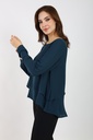 Two Layered Chiffon Blouse - Teal Blue