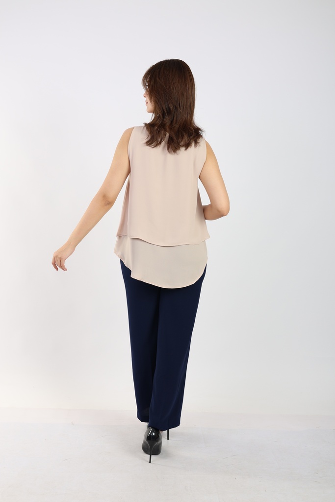 two Layered Chiffon top - Beige 