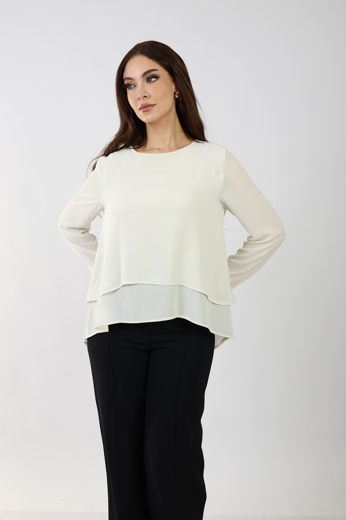 two layered chiffon blouse - cream 