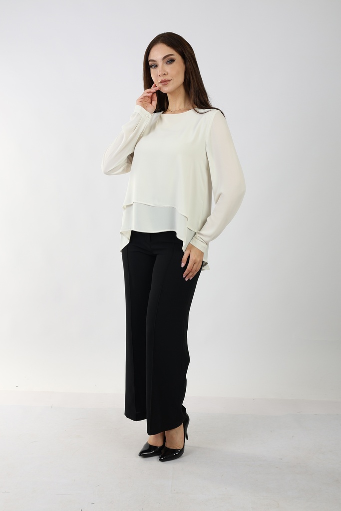 two layered chiffon blouse - cream 