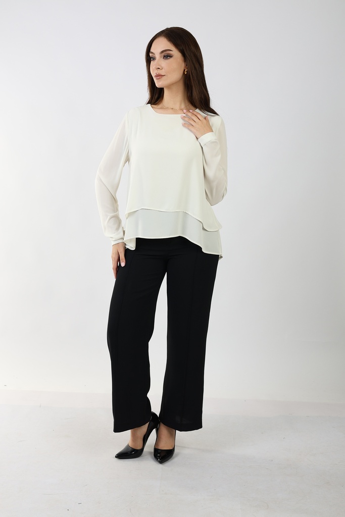 two layered chiffon blouse - cream 