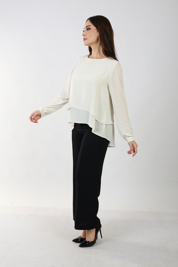 two layered chiffon blouse - cream 