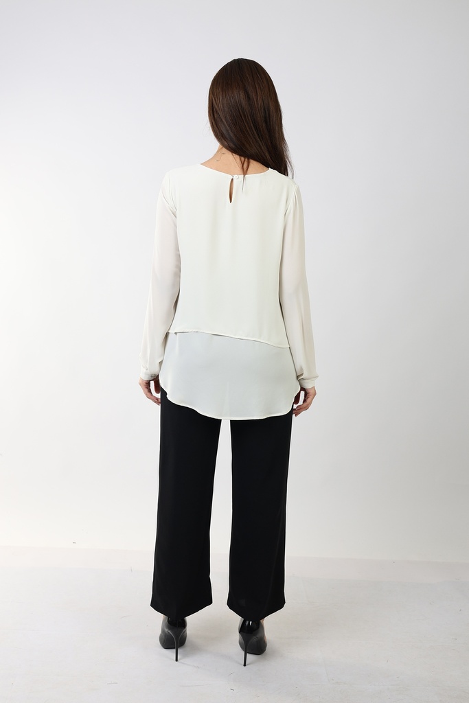 two layered chiffon blouse - cream 