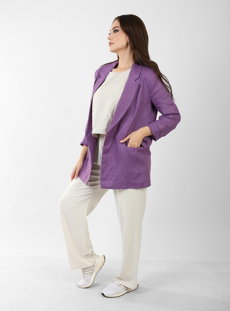 Linen Blazer - Purple