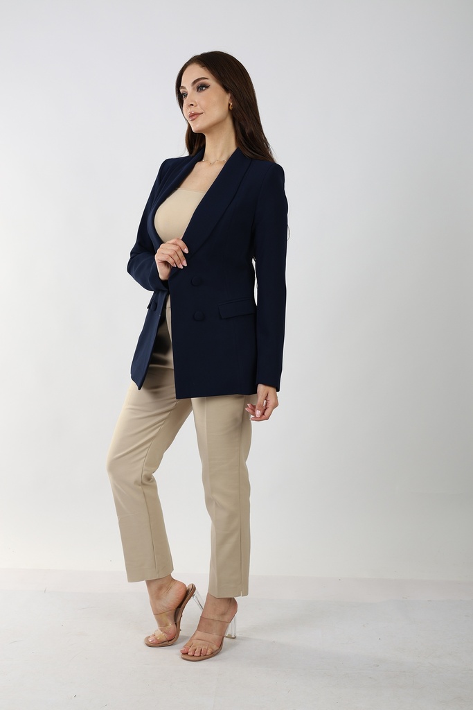 double-breasted crepe blazer - Navy blue