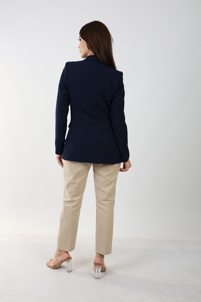 double-breasted crepe blazer - Navy blue