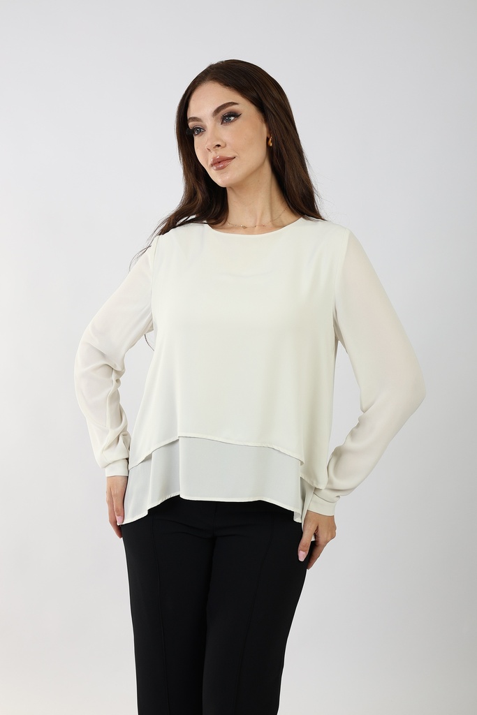 two layered chiffon blouse - cream 