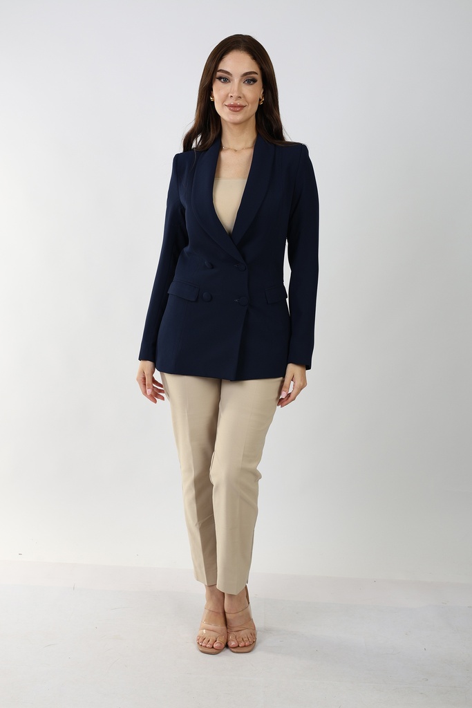double-breasted crepe blazer - Navy blue