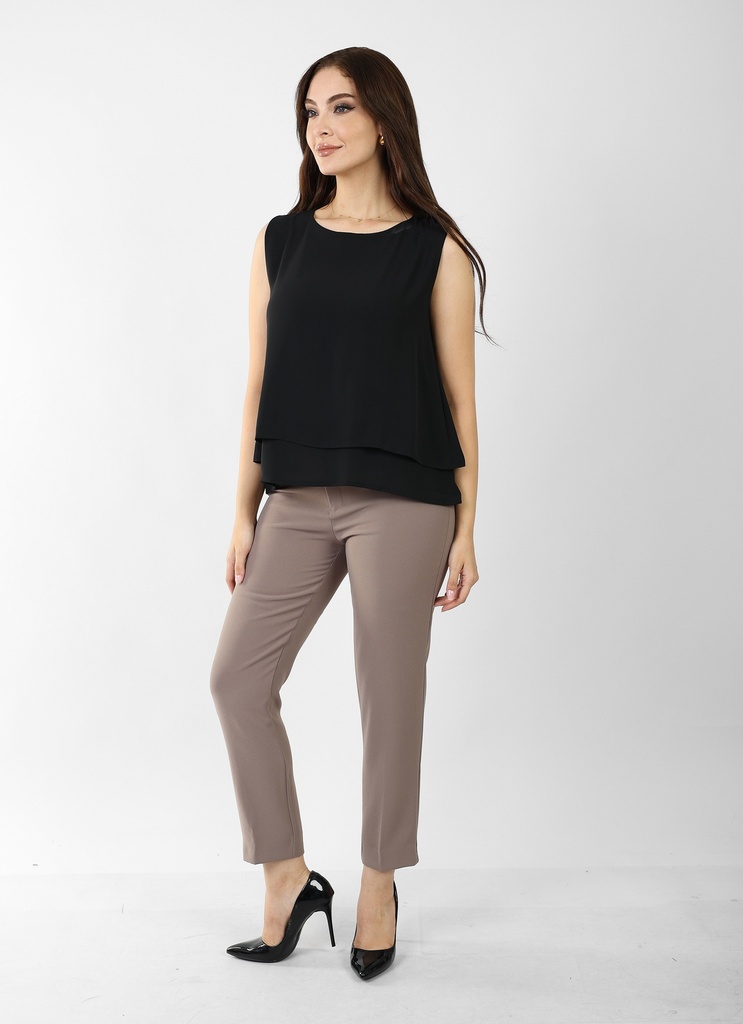 Classic  cigarette pants -crepe café 
