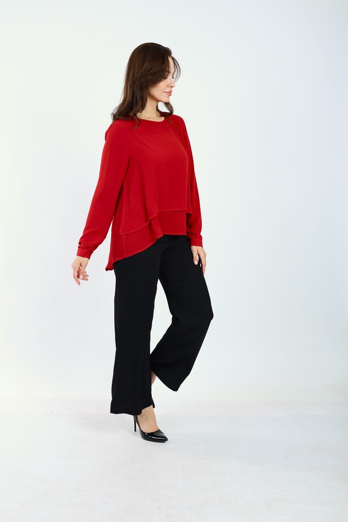 two layered chiffon blouse - Red