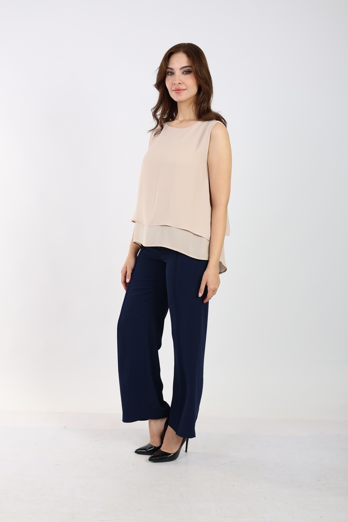 two Layered Chiffon top - Beige 