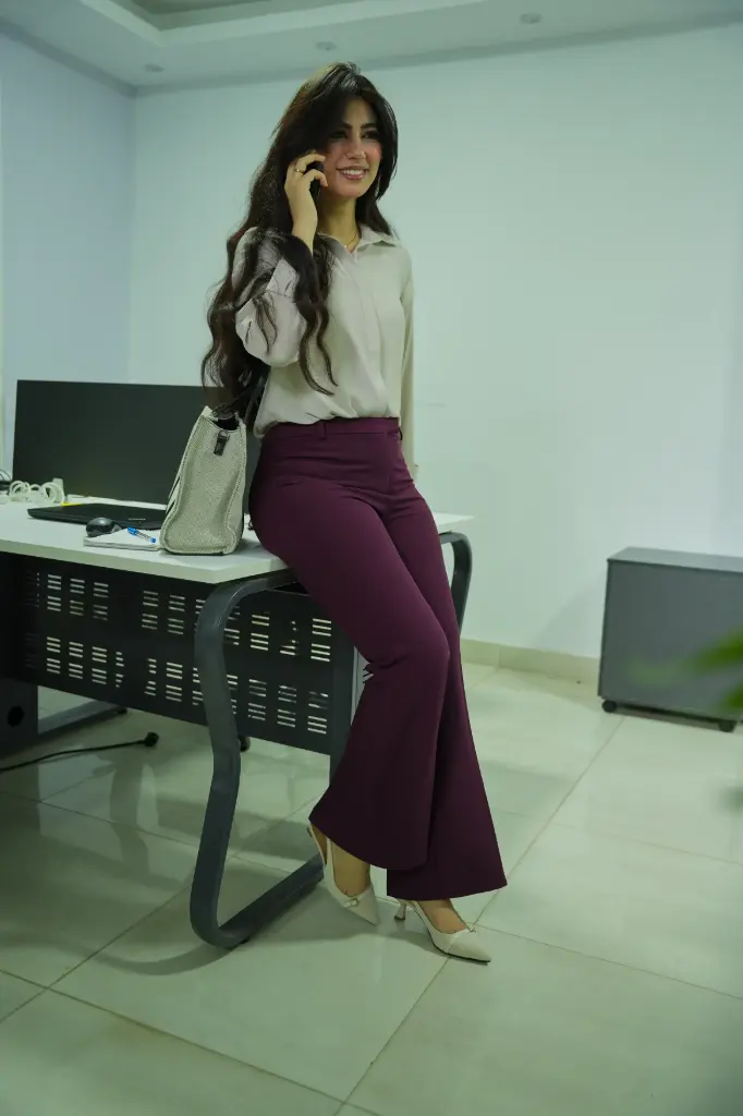 Burgundy flared pants 