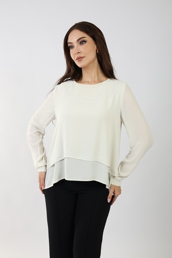 two layered chiffon blouse - cream 