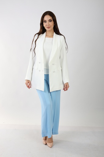 double-breasted crepe blazer - white