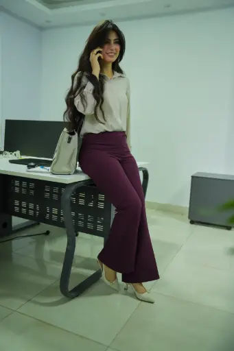 Burgundy flared pants 