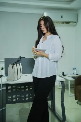 Classic Pleated Blouse White